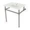 Kingston Brass 31 Console Sink with Brass Legs 8Inch, 3 Hole, WhiteBrushed Nickel KVBH31227W8B8 - alternate 1